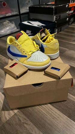 AIR JORDAN 1 RETRO LOW TRAVIS SCOTT CANARY YELLOW WOMENS SZ 5.5