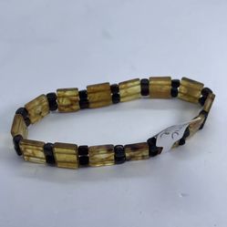 Natural Baltic Amber square panels bracelet Stretch unisex 8” / 5.9gr