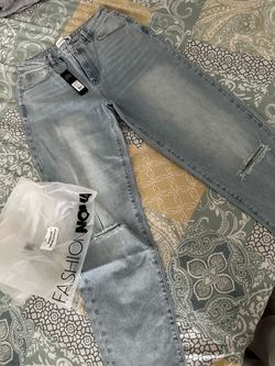 Fashion Nova Light Wash Distressed Jeans