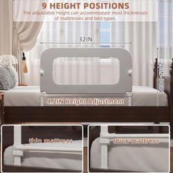 Bed Rail for Toddlers, Baby Bed Rail Guard for Kids, Toddler Bed Rails with Reinforced Anchor Fit, Height Adjustable & Foldable Bed Rail Guard for Twi