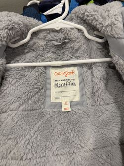 Cat & Jack Gray Sherpa Lined Hooded Kids Winter Jacket - Size 5T