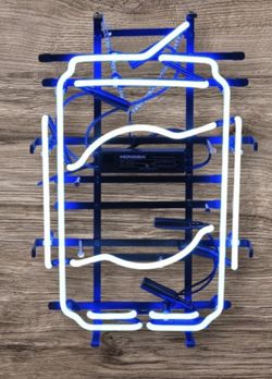 Neon Blue and White Neon Beer Sign Advertising