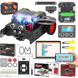 WhalesBot Rocky Coding & Remote Control Robot Kit for Kids 8-16, Modular/Scratch/Python/C Programming, Educational Engineering Science Toy Set