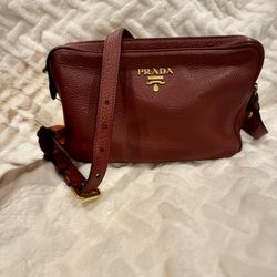 Prada Shoulder Bag Leather Red