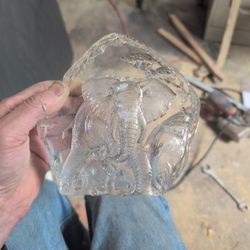 Glass Elephant Paper Weight 