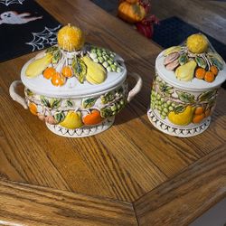 Vintage  Ceramic Fruit Canister Lefton 