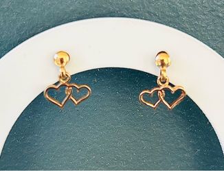 Vintage 1980ies gold-toned interlocking double heart earrings