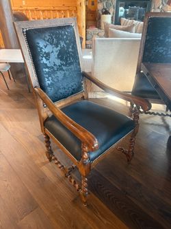 9 Barley Twist Armchairs with Cowhide and Leather Upholstery