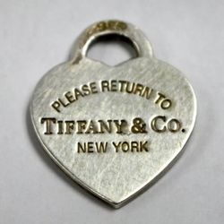 Vintage Return To Tiffany Heart Tag Pendant Charm In Sterling Silver 