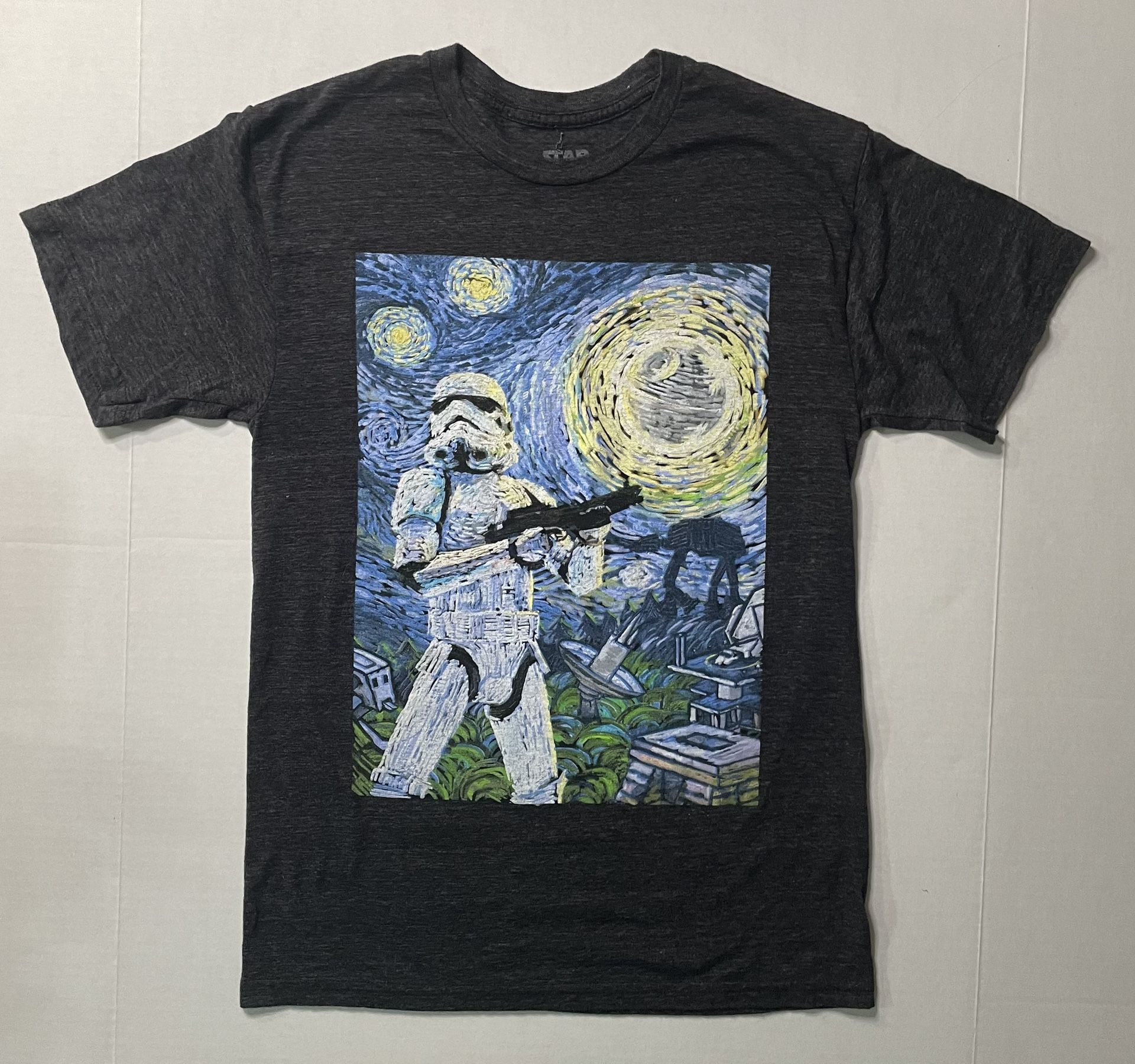 Star Wars Mens Tee Gray Size S Graphic Storm Trooper Van Gogh Short Sleeve Crew