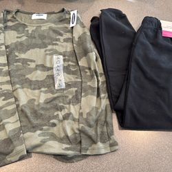 New Girls Cozy Tunic Top & Fleece Joggers Set Size 10/12