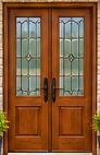 Double Wood Entry Doors with Glass Panels