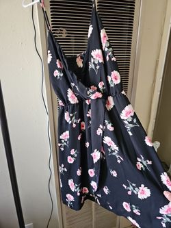 Black Floral Spaghetti Strap Mini Dress