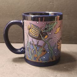 Cancun Mexico Souvenir Coffee Mug Dark Blue Tropical Fish Underwater Ceramic