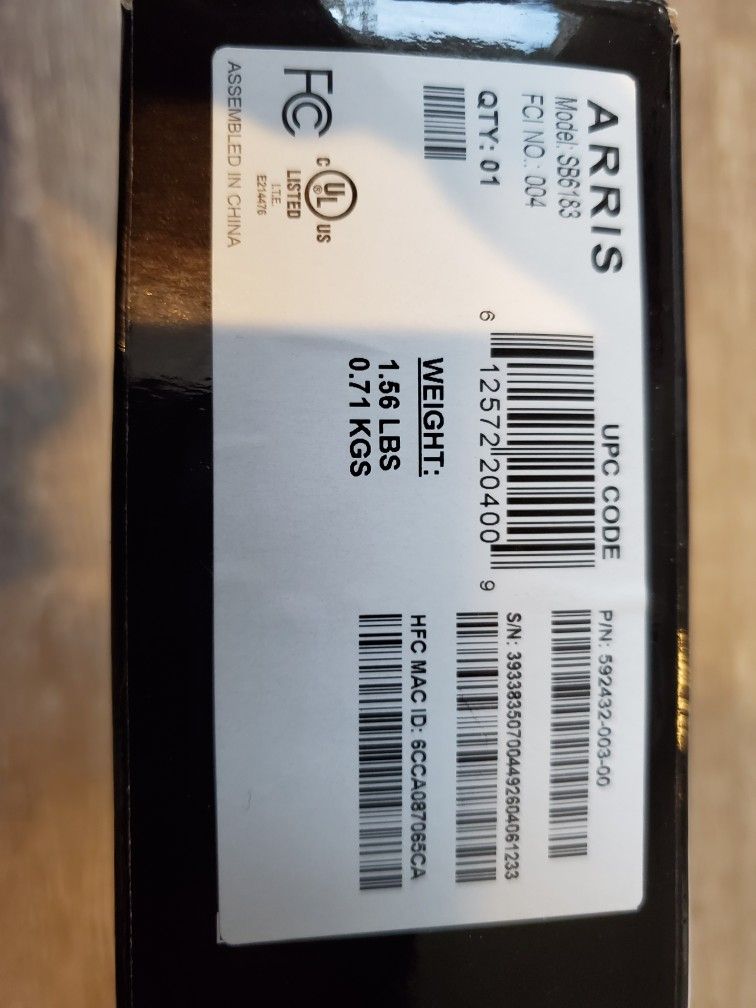 Motorola Arris SB6183 SURFboard® DOCSIS® 3.0 Cable Modem 686 Mbps - $20