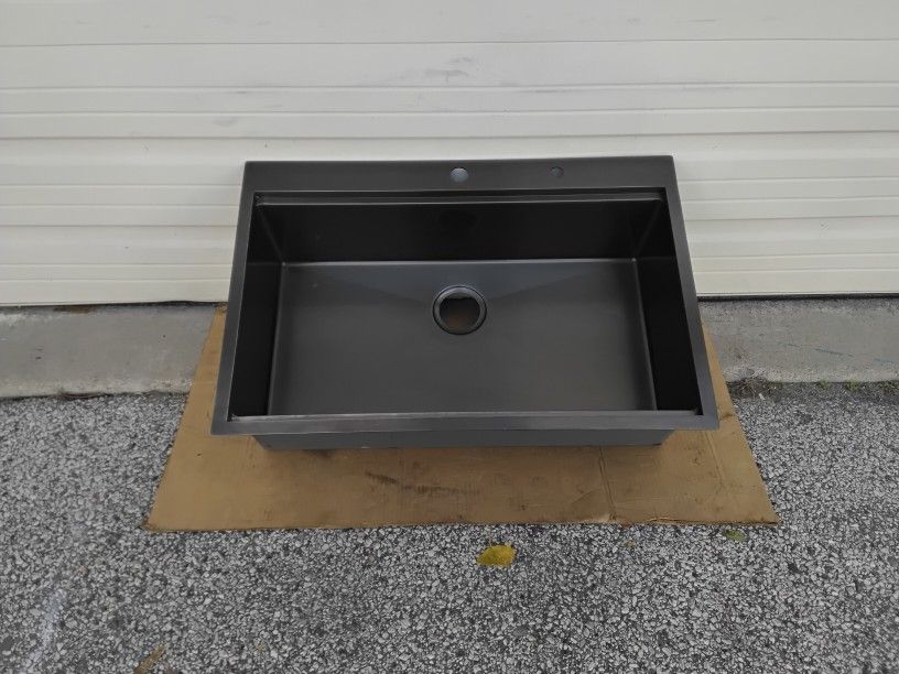 Nice Black Contemporary Style Sink Well Made All Aluminum Construction Very Clean Display Model.