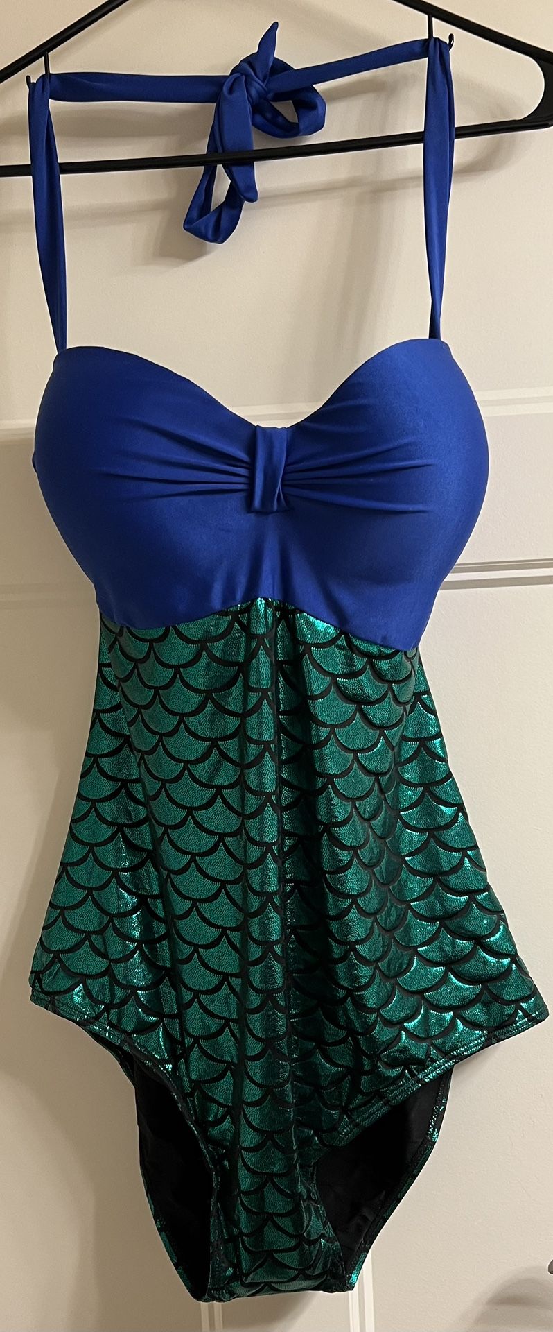 Brand New Unused Blue And Shiny Sea Green Mermaid Style Adult Women Swimwear In Size Large