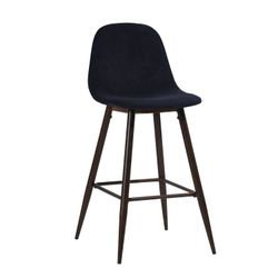 Open Box Homy Casa CHARLTON COUNTER 26" Navy Blue Terry Barstool with Walnut Metal Legs - Bar Stool Seating
