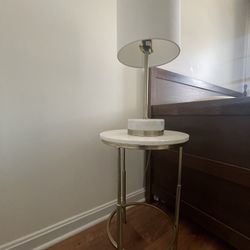 Marble Side Table + Matching Table Lamb 