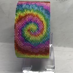 1.5" Tie Dye Print Beaded Cuff Bracelet 