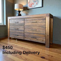 Rustic Solid Wood 6-Drawer Dresser – 66” Wide – Free Delivery