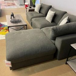 Serene 4 Pcs Modular Charcoal Sectional with OTTOMAN 