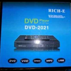 Rich-E DVD Player - Model DVD-2021, Plays DVDs, MPEG4, MP3, USB, No Remote, Sell as is $15