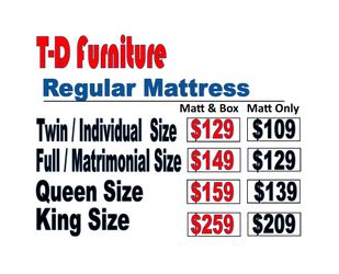 Regular Mattress All sizes, Twin, Full, Queen, King T, Cama, Bed, Furniture
