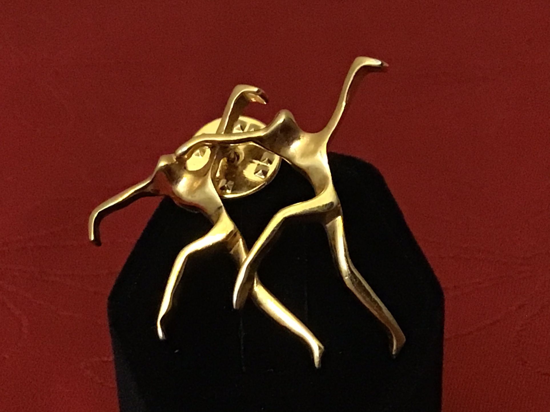 Vintage Matte Gold Tone Dancing Ladies Pin Designed By Norma Jean Made in USA. NWOT