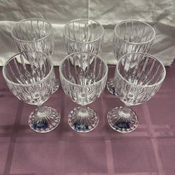 Set of 6 Mikasa Park Lane 8oz Wine Glasses 6 3/8” Tall EUC Crystal **NEW**