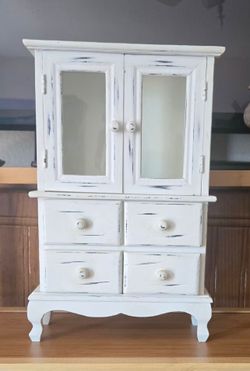 Shabby Chic Wooden Jewelry Armoire