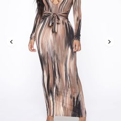 illusion wrap long sleeve deep v dress