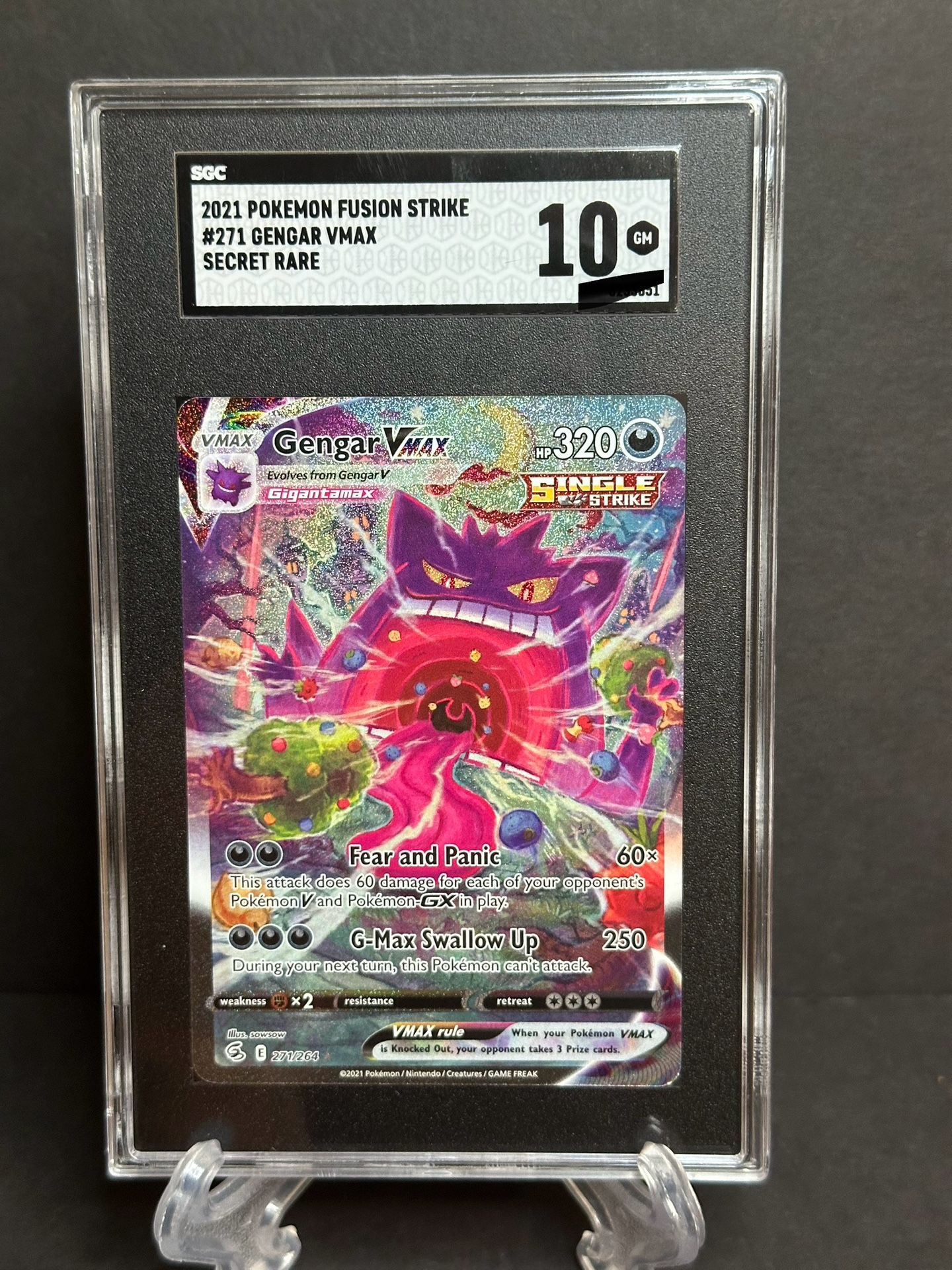 Gengar Vmax Secret Rare fusion strike (Slab)