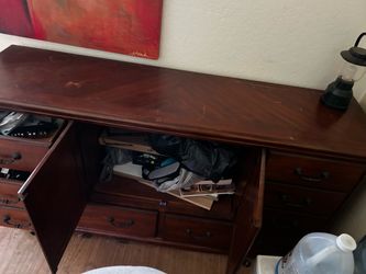 Cherry Wood Dresser with Multiple Drawers