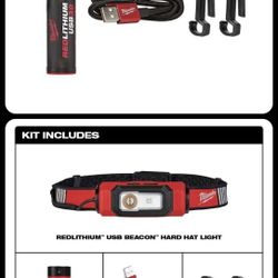 Milwaukee 2116-21 600 Lumens LED USB 360-Degree Visibility Hard Hat Headlamp