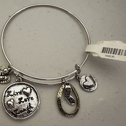 New Live Love Laugh Silver Charm Bangle Bracelet