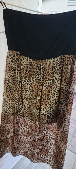 Plus Size Strapless Cheetah Print Dress 