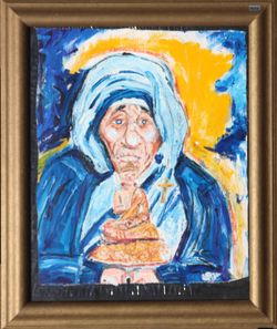 Mother Teresa portrait oil painting impressionistic artwork