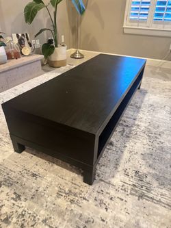 Black Wood Coffee Table with Lower Shelf