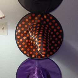 "WICKED  WITCH HATS POLKADOT  AND SPIDER WEB. 3 FOR 20.00 DLLS. 