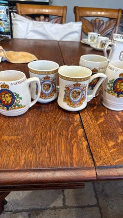 Set of 5 1937 coronation commemorative cups