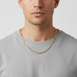 14K Yellow Gold 18" Diamond Cut Hollow Curb Chain