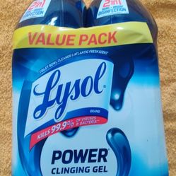 Brand New Lysol Power Clinging Gel Toilet Bowl Cleaner – Value 2‑Pack (Atlantic Fresh)