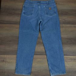 Carhartt Mens Relaxed Fit Blue Jeans Medium Wash 37x31
