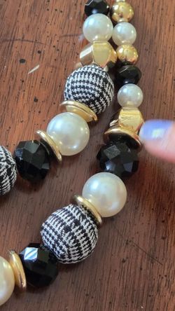 Vintage Art Deco Black White Gold double strand
