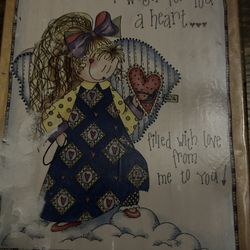 Large Stamp Of A Girl With Heart And A Long Sentiment 