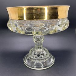 Vintage Decorative Glass Candy Dish with Gold Rim