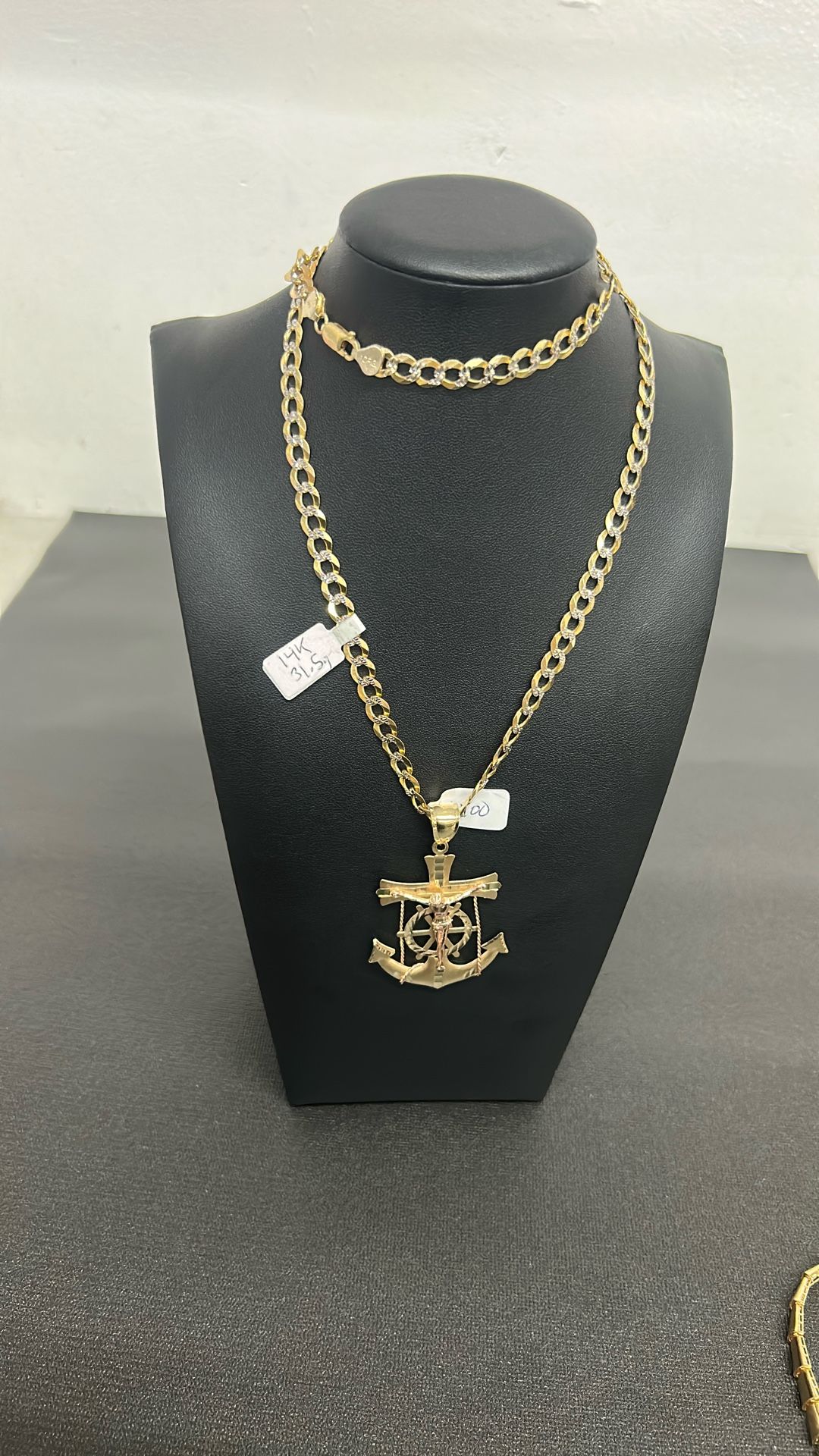 Curb Link Chain/ Jesus Anchor Charm