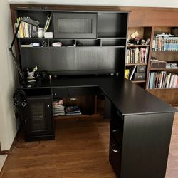 60W L Shaped Computer Desk with Hutch and Storage