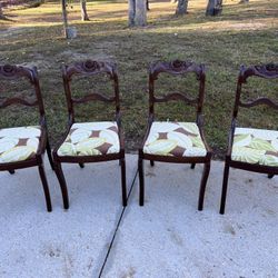 Set of 4 Original Vintage Rose Back Farmhouse Duncan Phyfe/Federal Style Dining Chairs